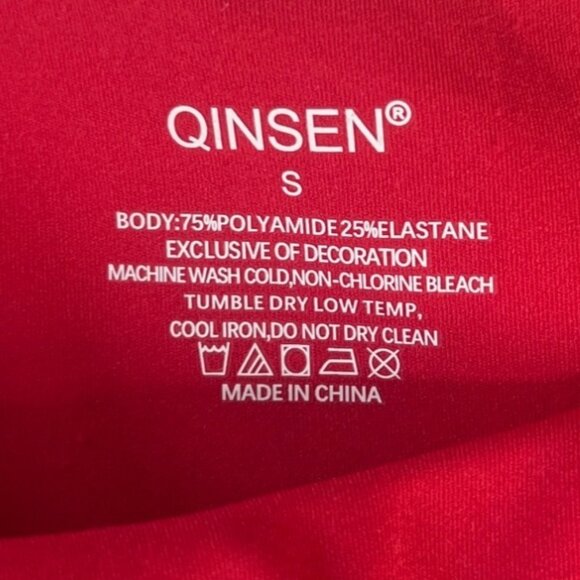 Qinsen Short Sleeve Bodysuit Womens Small Red New - Picture 6 of 6